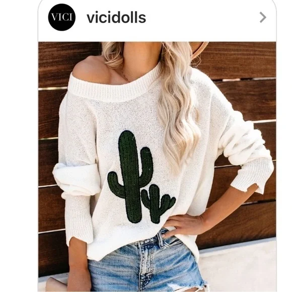 Vici cactus sweater, size small - Picture 1 of 10